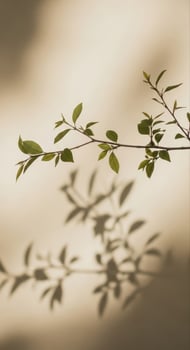 Delicate branch with leaf shadows photo