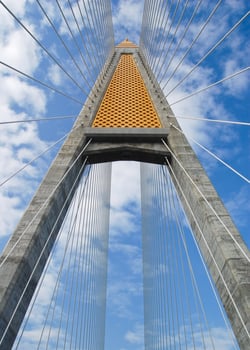 Cable bridge against blue sky photo