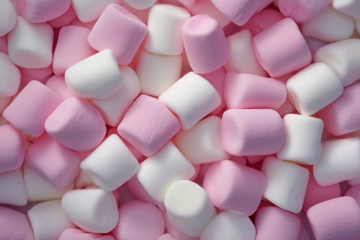 pink and white marshmallows, sugary and soft photo