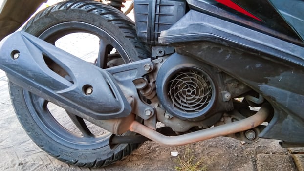 The rear of the automatic motorbike photo