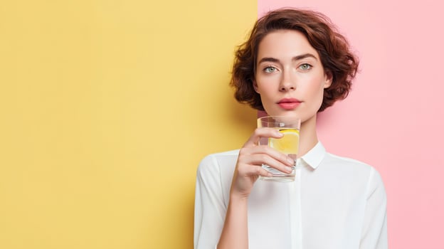 Hydrated Woman Lemon Water Wellness photo