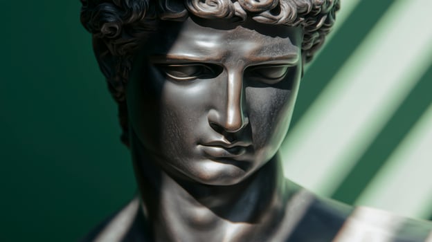 A statue of a man with curly hair photo
