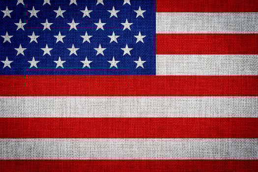 A red, white and blue American flag with stars photo