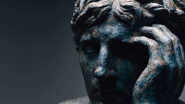 Capturing Anxiety - A Marble Sculpture Depicting Worry and Emotional Struggle photo