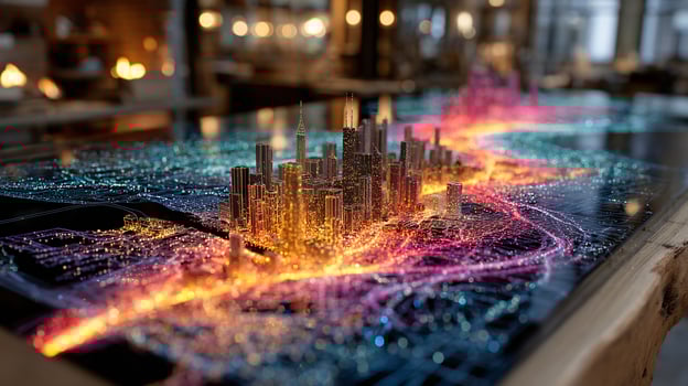 Smart Table Projection of Heat Map Highlighting City Areas and Patterns photo