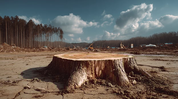 The Sole Survivor - A Tree Stump in a Clear-Cut Forest Scene photo