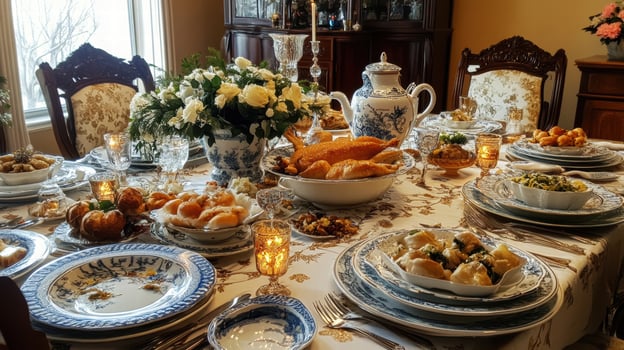 beautifully set traditional New Year table inviting family photo