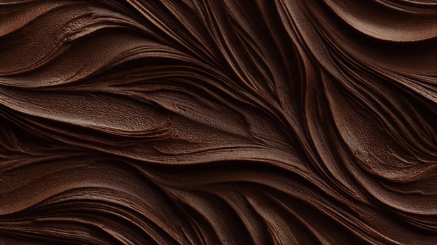 Close-up of rich dark brown chocolate swirls creating an inviting texture. Seamless tile. photo