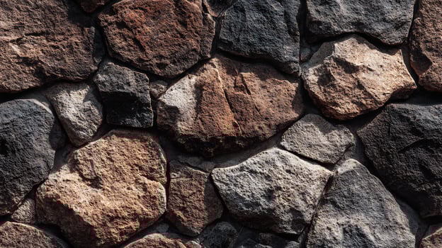 Rustic natural stone wall texture. Close-up of rough rock surface. Seamless tile. photo