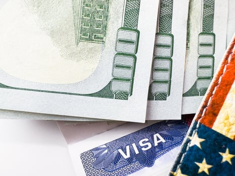 Fee for US visa 250 dollars, USA Visa, US visa, tour, airport, customs, news, closed borders, nationality Macro photo
