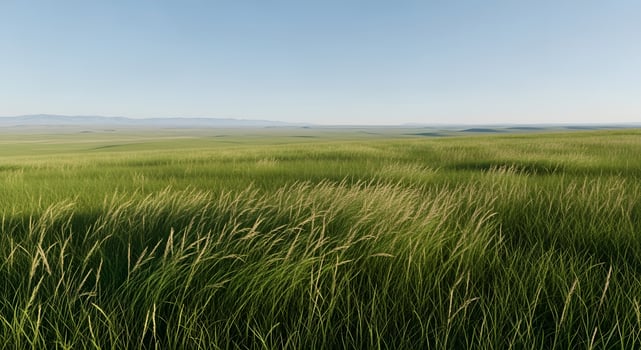 Vast green grassland with blue sky photo