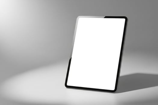 Minimalist Tablet Mockup with Blank Screen Under a Soft, Circular Spotlight photo