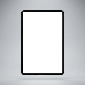 Sleek Silver Tablet Mockup Blank Screen, Minimalist Studio Shot photo