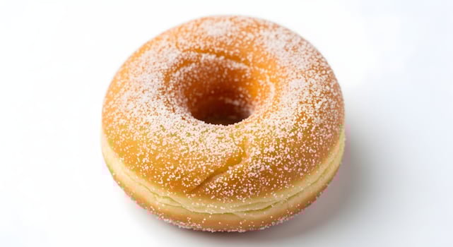 A donut with powdered sugar on top photo