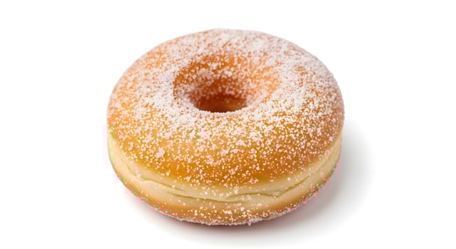 A powdered donut on a white background photo