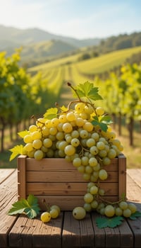 Basket of fresh yellow grapes photo