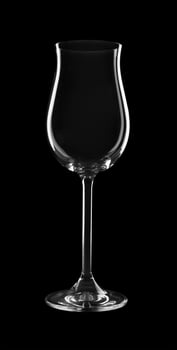 Empty wine glass on black photo