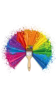 Colorful Paintbrush Explosion with Rainbow Splashes for Artistic Design Projects and Creative Visuals photo