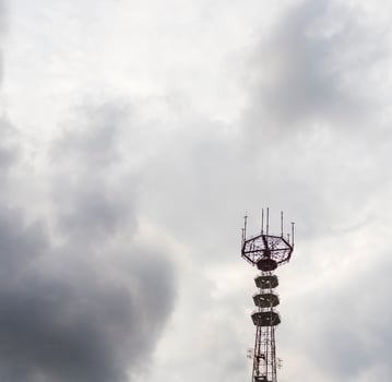 Areal shot of the TV tower. Technology photo