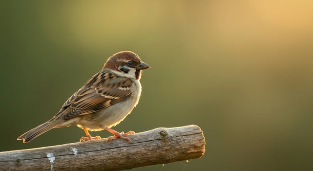 Captivating Sparrow Bird Perched on Wooden Branch in Natural Setting photo