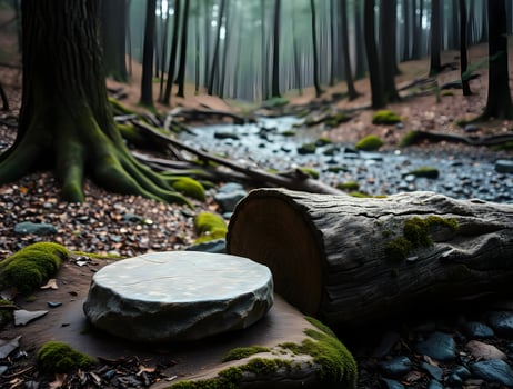 A large tree stump with moss growing on it photo