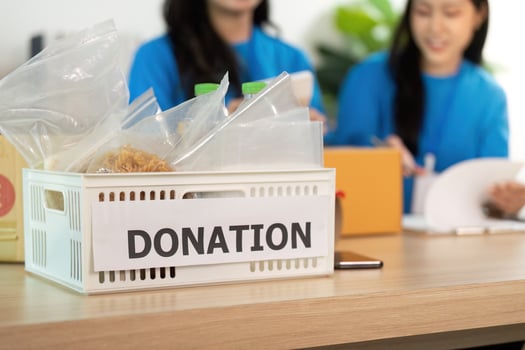 Donation basket filled with items, showcasing community support photo