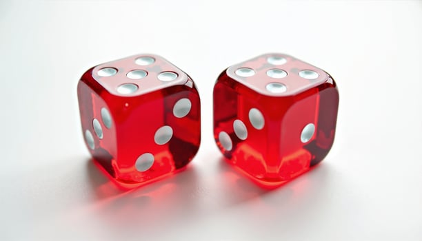 Two strikingly vivid red translucent dice. photo