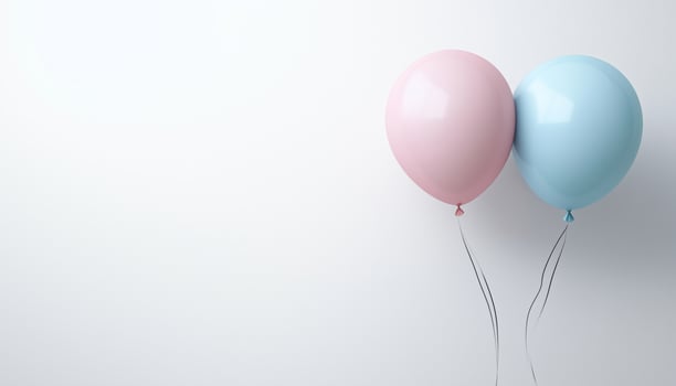Ethereal Pastel Balloon Drifting Against White Background With Ample Space For Text. Conceptual Illustration For Creative Inspiration photo