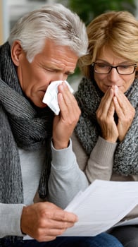 Senior couple with colds and flu photo