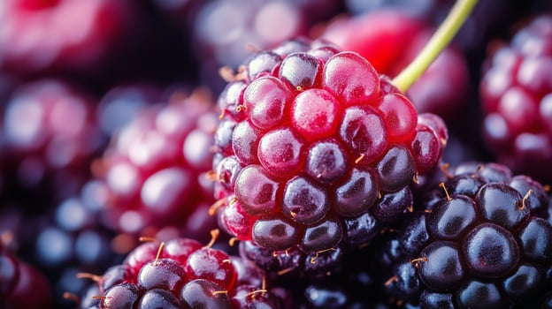 Fresh Blackberries in Close-Up Showcasing Rich Colors and Textures During Summer Harvest photo