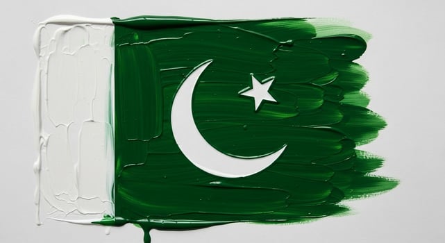Abstract Pakistan Flag Painted with Textured Strokes. photo