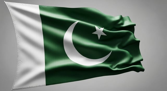 Detailed Closeup of the Waving Pakistan Flag. photo