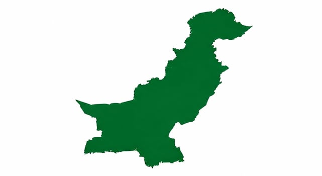 Green Silhouette Map of Pakistan. photo