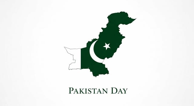 Map of Pakistan with national flag design for Pakistan Day on a white background. photo