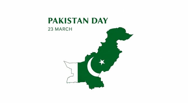 Pakistan Day Celebration Green Map Outline of Pakistan with Flag 23 March. photo