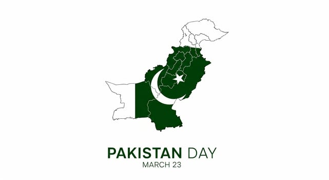 Pakistan Day Map with Flag Elements March 23. photo