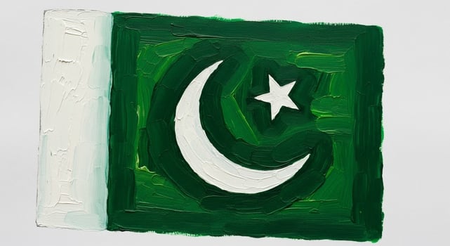 Pakistan Flag Painted with Brushstrokes on White Background. photo
