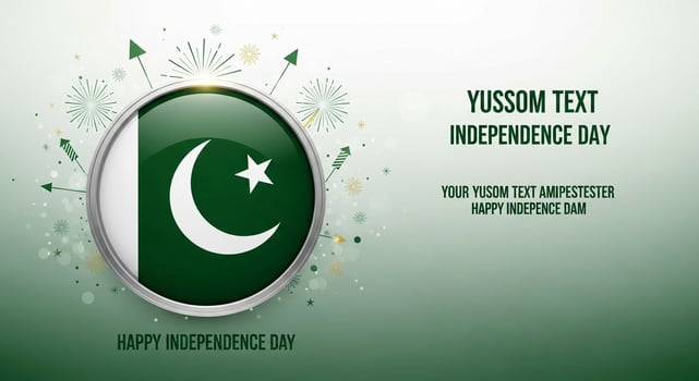 Pakistan Independence Day Celebration with Flag and Fireworks. photo