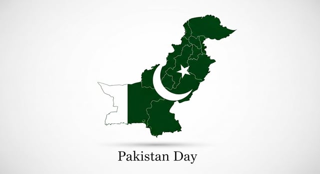 Pakistan Map with National Flag and Text Pakistan Day. photo