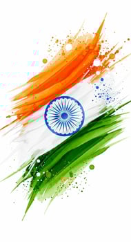 Indian Flag Watercolor Design with Ashoka Chakra on White Background photo