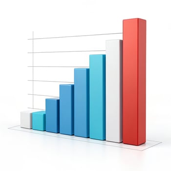 A bar chart with red, blue and white bars photo
