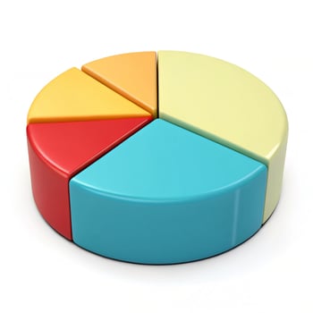 A pie chart with four different colored sections photo