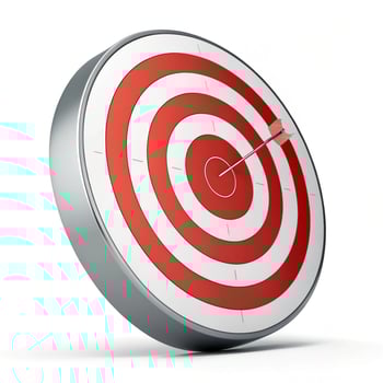 Red and white target with arrow in bullseye dart hitting the mark photo