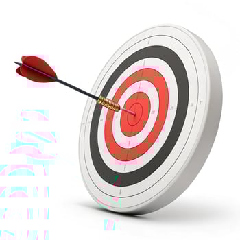 Red Arrow Piercing Bullseye on White Target dart photo