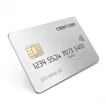 Silver credit card with chip and contactless symbol photo