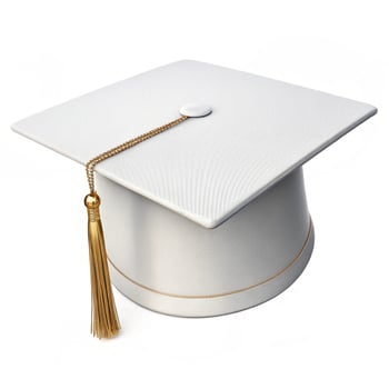 White Graduation Cap with Gold Tassel academic education photo