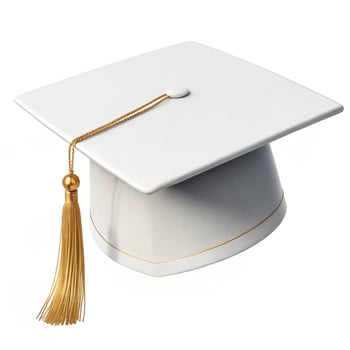 White Graduation Cap with Gold Tassel mortarboard academic cap photo