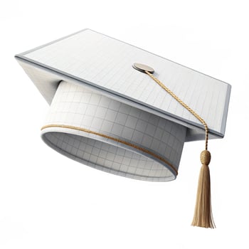 White Graduation Cap with Gold Tassel and Soft Shadows photo