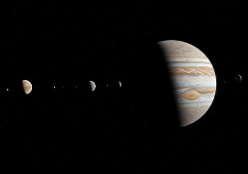 Jupiter's moons and the planet itself photo