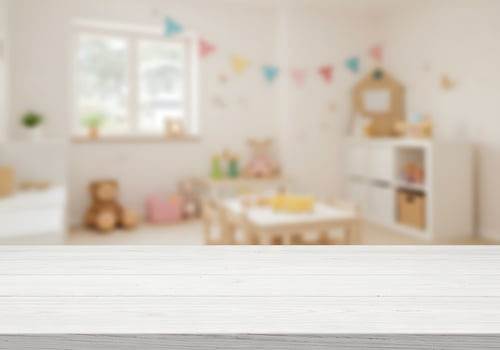 Table top and blur background in children's room photo